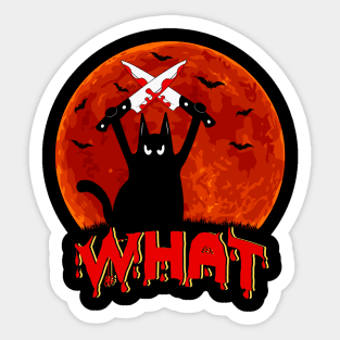 Cat What Murderous Black Cat With Knife Halloween Costume Sticker